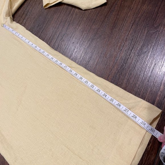 NWT Madewell Sz 16 Harlow Wide-Leg Linen Pants Light Straw Yellow Pleated NJ996 - Picture 9 of 12